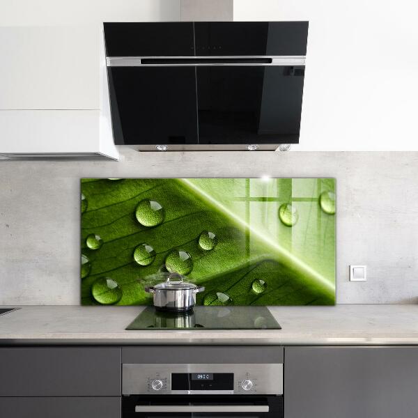 Konyhai fali panel Levél a reggeli harmat cseppjeivel