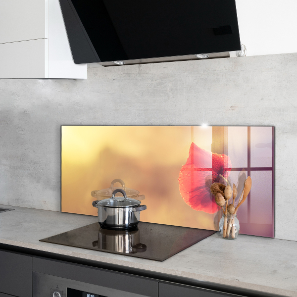 Konyhai fali panel Vintage mák növény