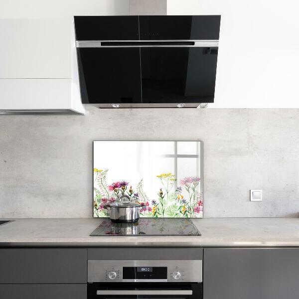 Konyhai fali panel Rét színes virágokkal