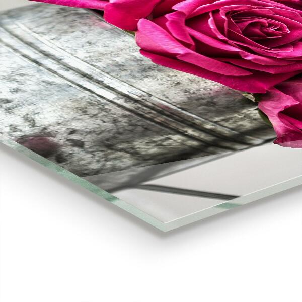 Konyhai fali panel Locsolókanna egy csokor rózsával