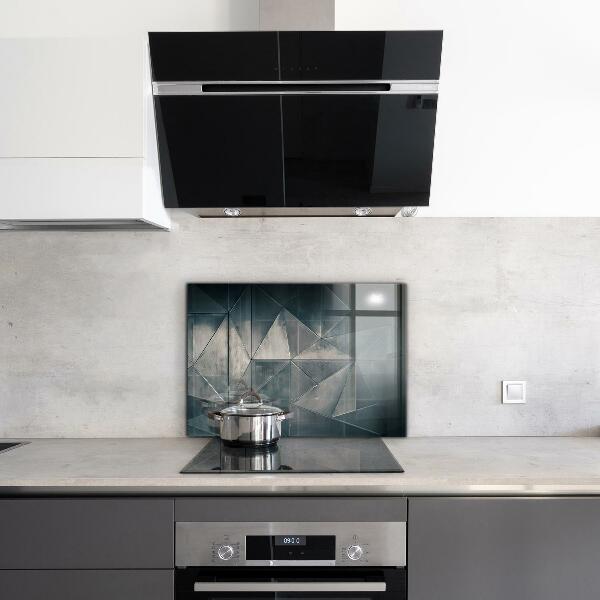 Konyhai üveg panel Fém absztrakt háromszögek