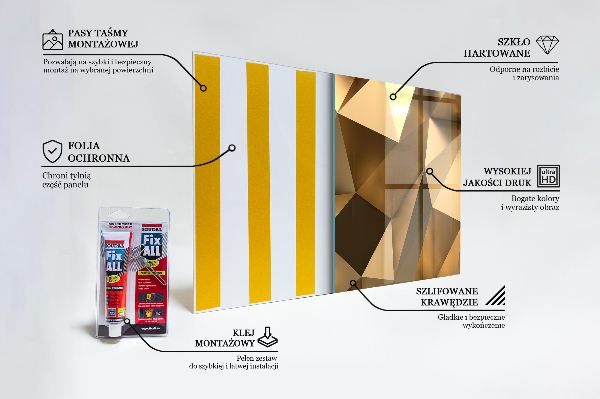 Konyhai üveg panel Fémes geometriai textúra