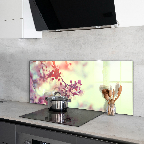 Konyhai fali panel Virágzó rózsaszín fa