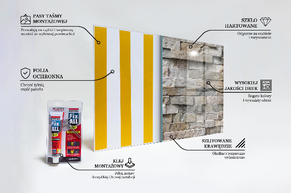 Konyhai üveg panel Természetes kő tégla
