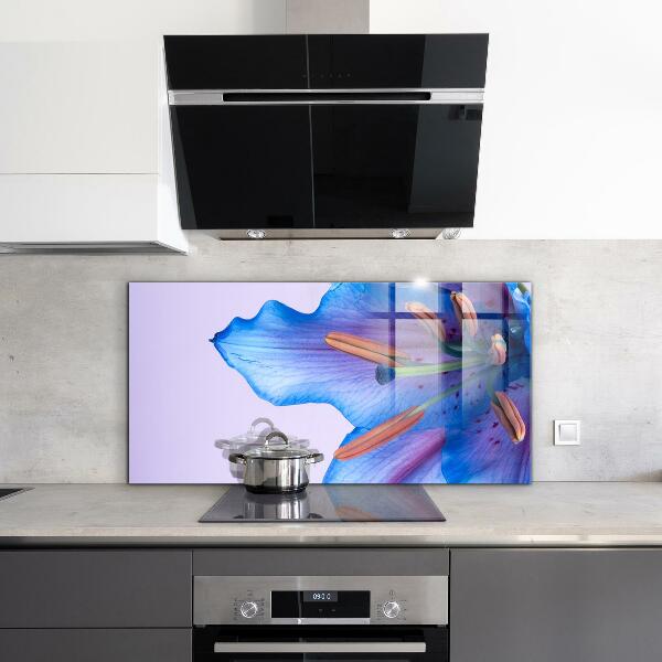 Konyhai fali panel Gyönyörű kék liliom