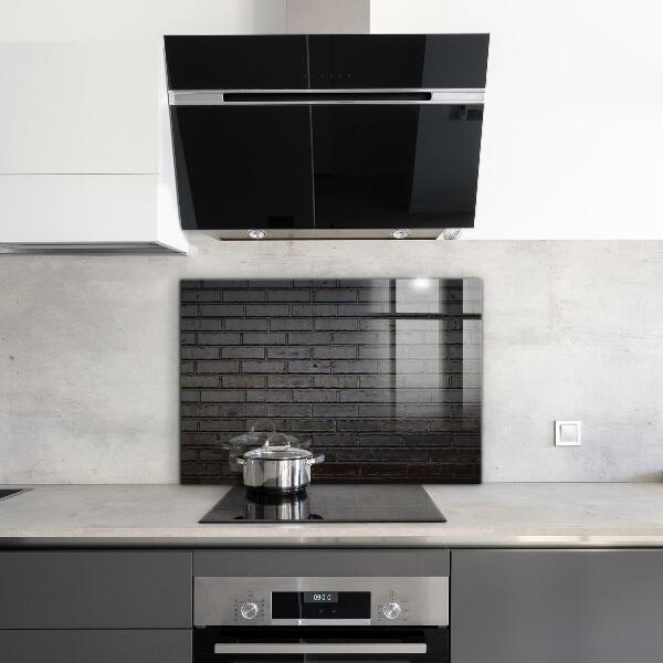 Konyhai üveg panel Fekete tégla beton