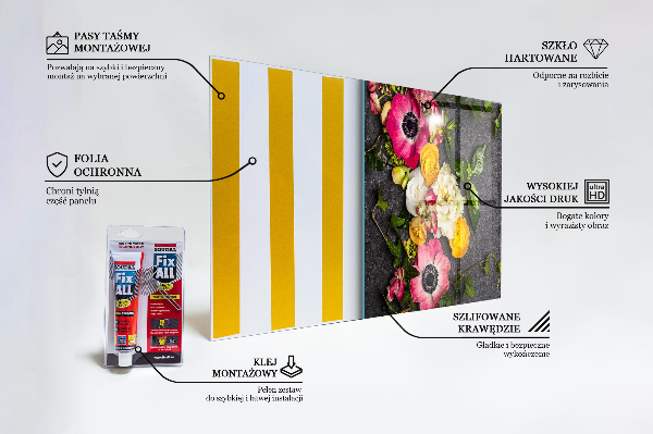 Konyhai fali panel Természetes virágok összetétele