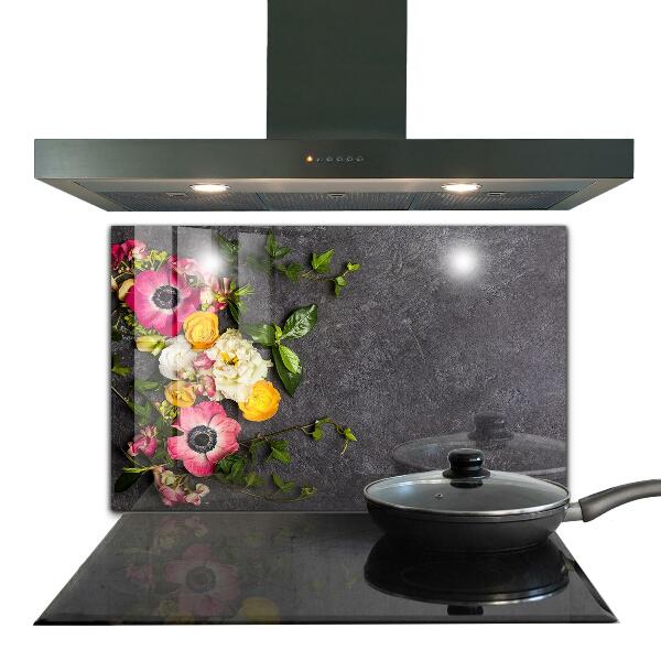 Konyhai fali panel Természetes virágok összetétele