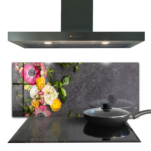 Konyhai fali panel Természetes virágok összetétele