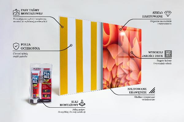 Konyhai fali panel Narancs virág