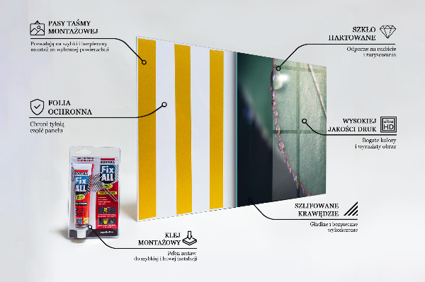 Konyhai fali panel Levél harmatcseppel