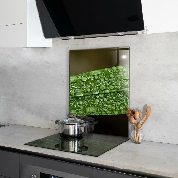 Konyhai fali panel Zöld levél eső után