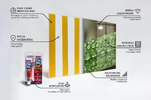 Konyhai fali panel Zöld levél eső után