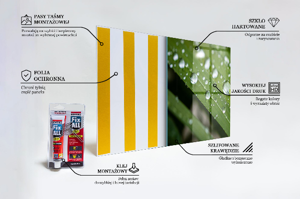 Konyhai fali panel Harmatcseppek a fűben