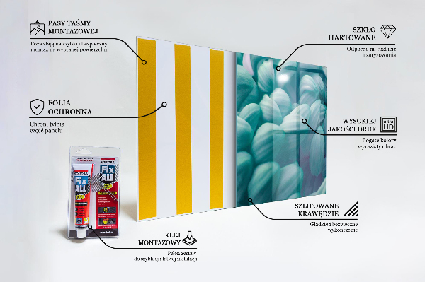Konyhai fali panel Kék krizantém