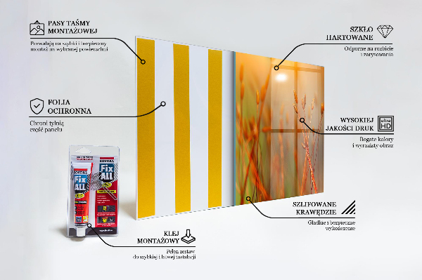 Konyhai fali panel Gabonamező naplementekor