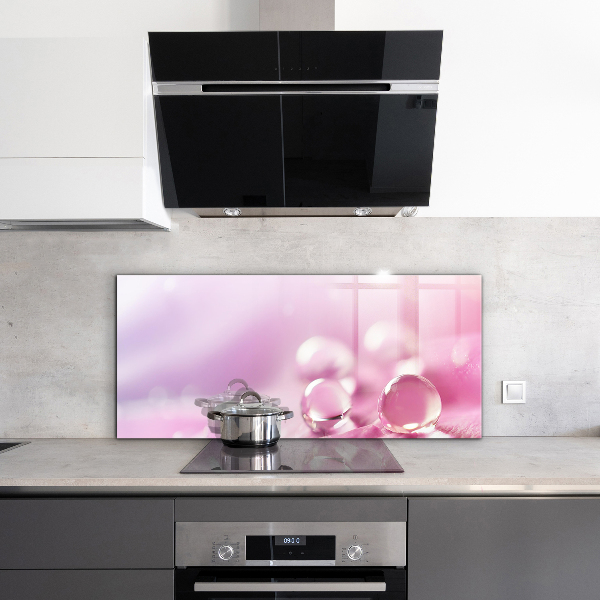 Konyhai fali panel Harmatcseppek egy rózsaszín virágon