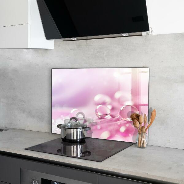 Konyhai fali panel Harmatcseppek egy rózsaszín virágon