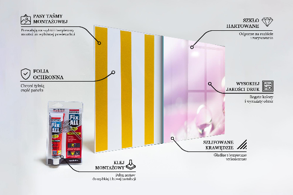 Konyhai fali panel Harmatcseppek egy rózsaszín virágon