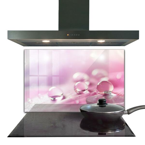 Konyhai fali panel Harmatcseppek egy rózsaszín virágon