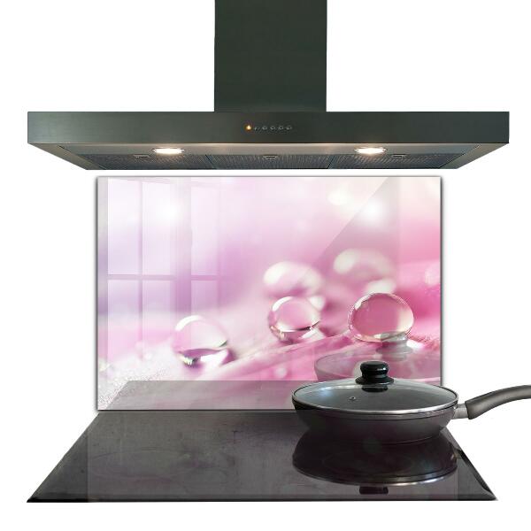 Konyhai fali panel Harmatcseppek egy rózsaszín virágon