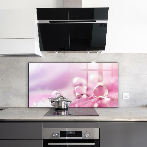 Konyhai fali panel Harmatcseppek egy rózsaszín virágon