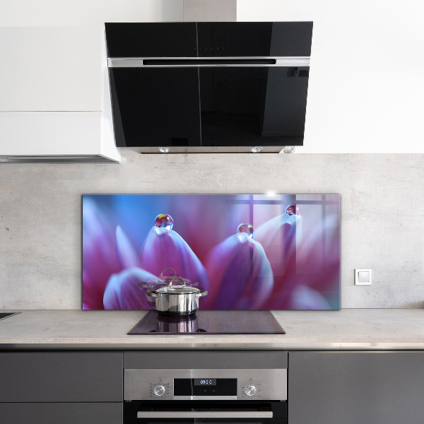 Konyhai fali panel Harmatcseppek lila virág