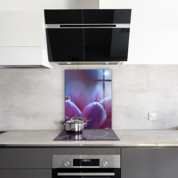 Konyhai fali panel Harmatcseppek lila virág