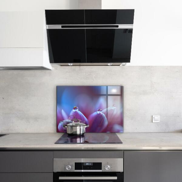 Konyhai fali panel Harmatcseppek lila virág