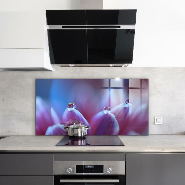 Konyhai fali panel Harmatcseppek lila virág