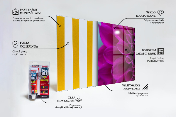 Konyhai fali panel Lila virág részletek