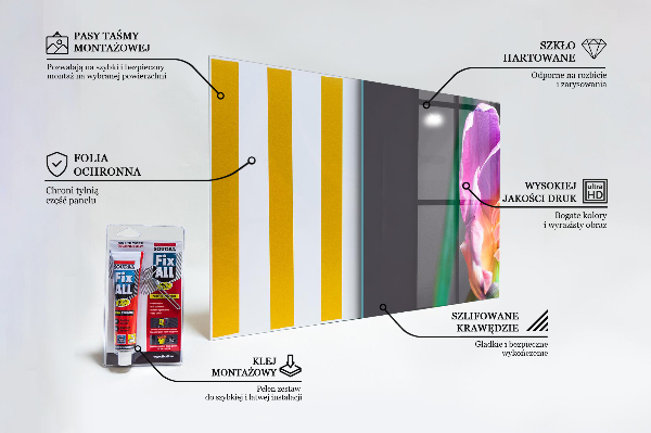 Konyhai fali panel Színes szivárvány virág