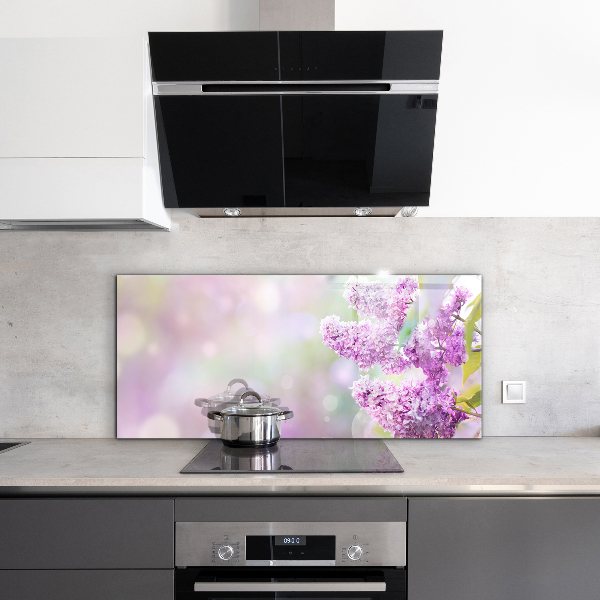 Konyhai fali panel Virágzó lila nyár a kertben