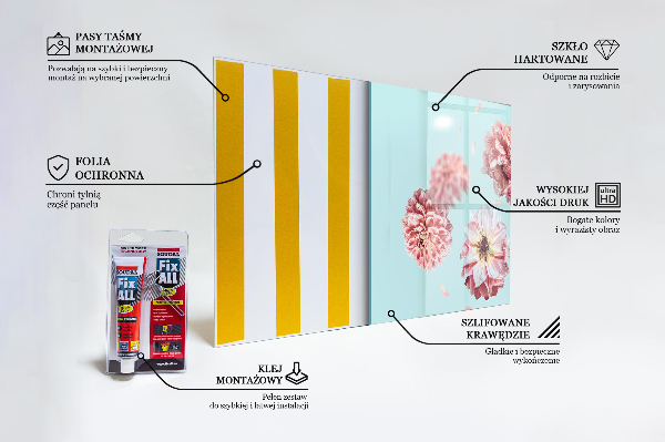 Konyhai hátfal panel Virágok a repülésben összetétele