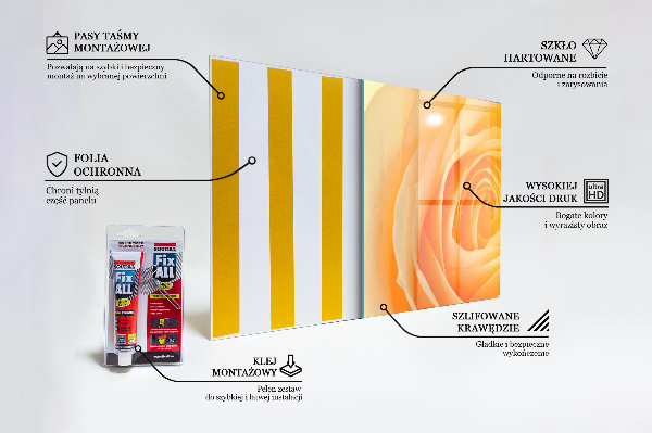 Konyhai hátfal panel Sárga rózsa virág