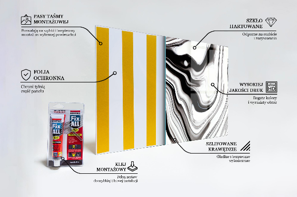 Konyhai panel Akvarell fekete-fehér