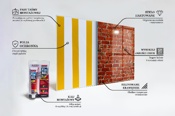 Konyhai üveg fali panel Természetes téglafal