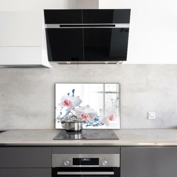 Konyhai hátfal panel Orchidea vízzel meglocsolva