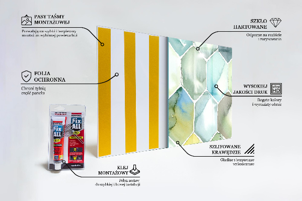 Konyhai panel Akvarell geometriai minták