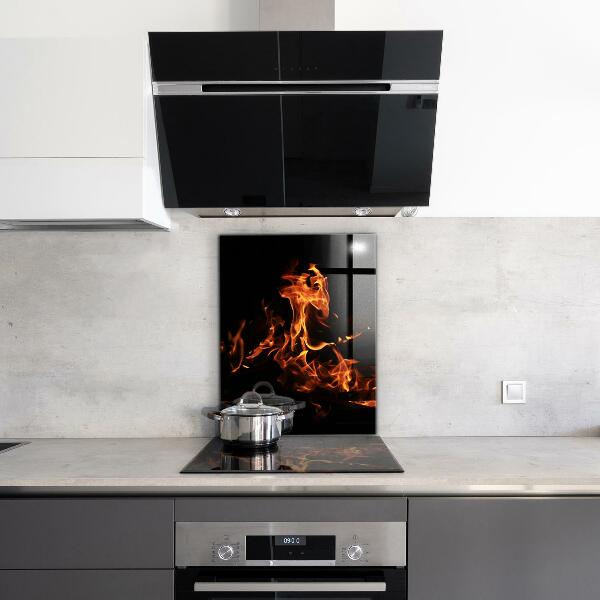 Konyhai üveg fali panel Tábortűz forró lángjai