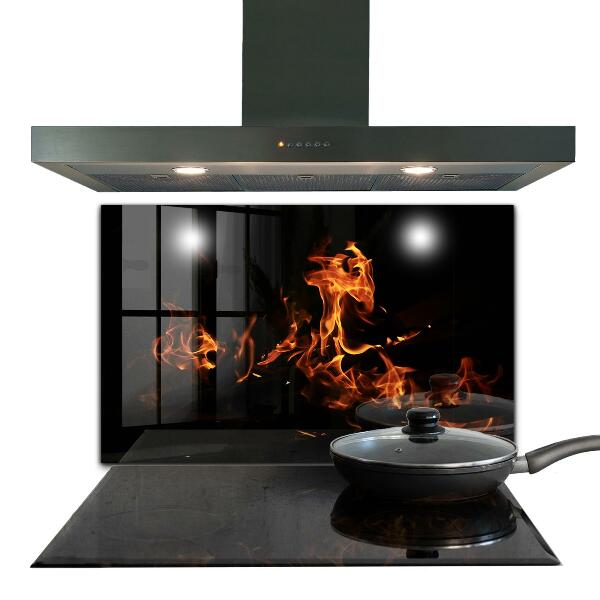 Konyhai üveg fali panel Tábortűz forró lángjai