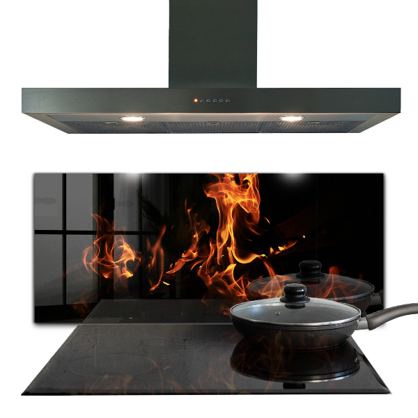 Konyhai üveg fali panel Tábortűz forró lángjai