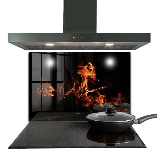 Konyhai üveg fali panel Tábortűz forró lángjai