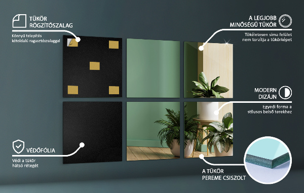 Tükör csempék 6 db 20x20 cm