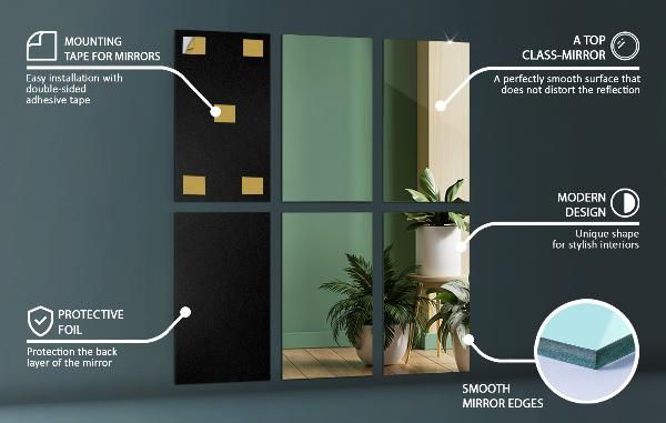 Tükörcsempék fürdőszobába 6 db 30x20 cm