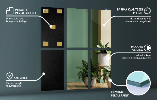 Tükörcsempék fürdőszobába 6 db 30x20 cm