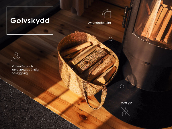 Negyedkör alakú fekete kandalló alátét 100x100 cm