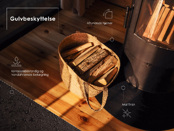 Negyedkör alakú fekete kandalló alátét 100x100 cm