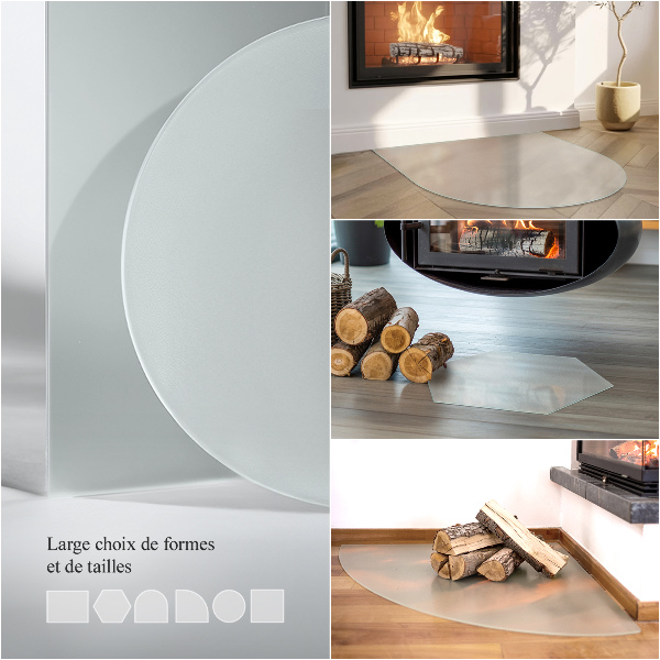 Negyedkör alakú áttetsző kandalló alátét üveg 100x100 cm