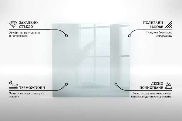 Kandalló alátét üveg 60x60 cm